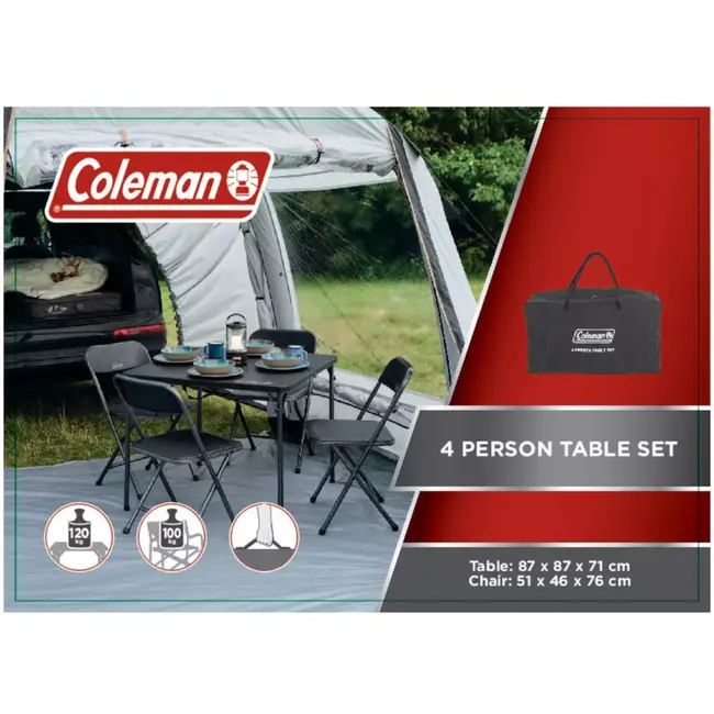 Coleman Picknicktafel set voor 4 personen met tafel en stoelen compact formaat