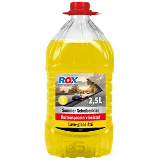ROX Zomer ruitensproeiervloeistof 2,5 liter geel en gebruiksklaar voor schone autoruiten onderweg