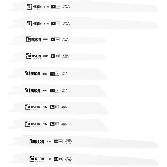 Benson Reciprozaagbladen 10-delig hout en metaal