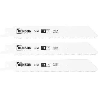 Benson Reciprozaagbladen 3-delig metaal (6''-14TPI) - staal - 6? (ongeveer ) - Hard en duurzaam staal met geharde tanden