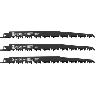 Benson Reciprozaagbladen 3-delig hout (9"-5TPI) - 6TPI-6", 6TPI-8", 10TPI-6" en 18TPI-6" - carbon staal