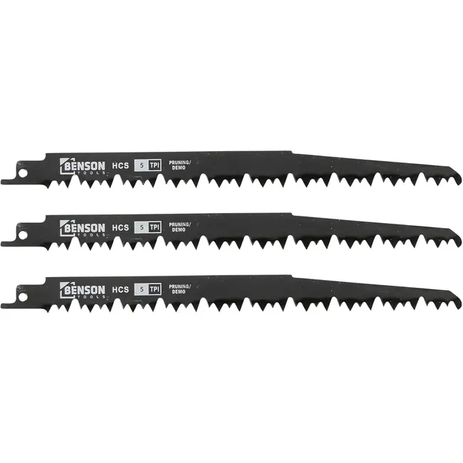 Benson Reciprozaagbladen 3-delig hout (9"-5TPI) - 6TPI-6", 6TPI-8", 10TPI-6" en 18TPI-6" - carbon staal