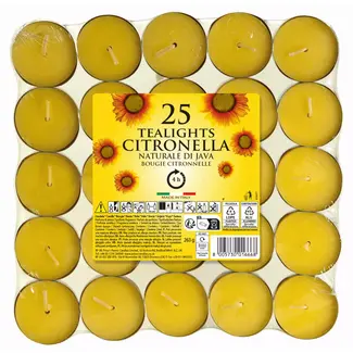 Benson Citronella theelichten 25-delig - 25-delig - met duidelijke specificaties - geschikt voor meerdere toepassingen