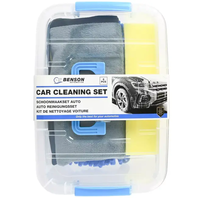 Benson Complete auto schoonmaakset 6-delig in praktische opbergbox