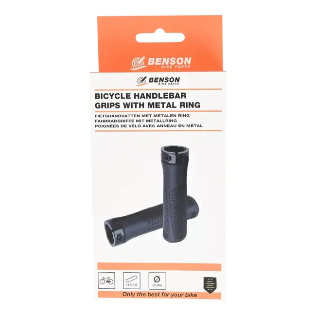 Benson Fietshandvatten met metalen ring 22 x 135 mm - elk ca. 2,2 x 13,5 cm - met grip - 2,2 x 13,5 cm - 22 mm
