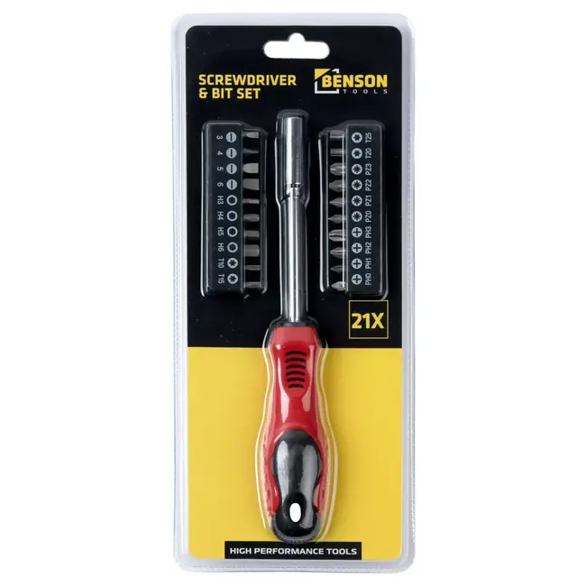 Benson Schroevendraaier en bit set 21-delig - 20x 25 mm - 6 mm