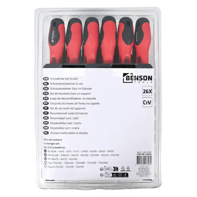 Benson Schroevendraaierset 26-delig - CrV met 5 schroefprofielen