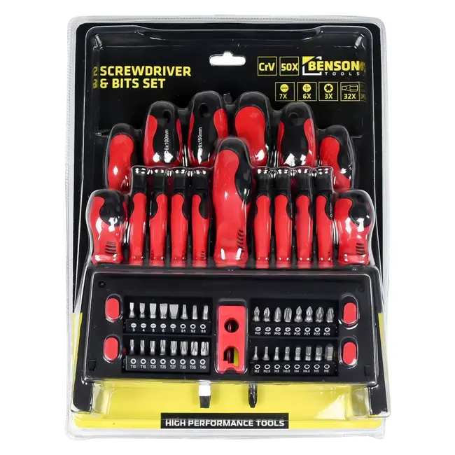 Benson Schroevendraaier en bit set 50-delig - 25 mm - T10 - T15 - T20 - T25 - T27 - T30 - T35 - T40