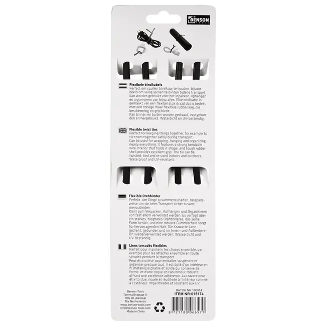 Benson Flexibele kabelbinderset 45 cm zwart - 2 stuks kunststof