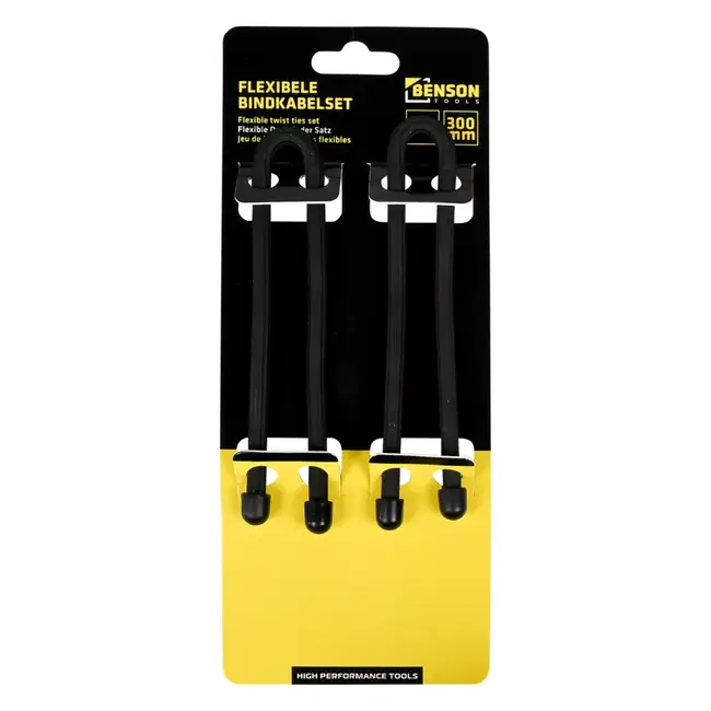 Benson Flexibele bindkabelset zwart 30 cm - set van 2 stuks kunststof