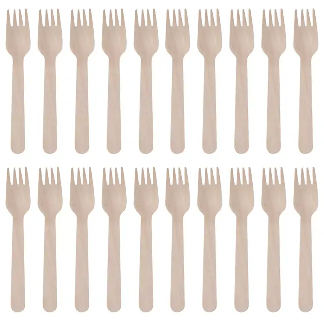 Benson Houten wegwerpvorken 16 cm - 20 stuks voor feestjes en BBQ