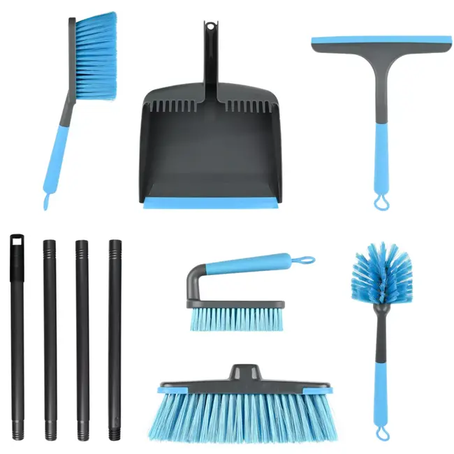 Benson schoonmaakset 6-delig met bezem, stoffer en blik