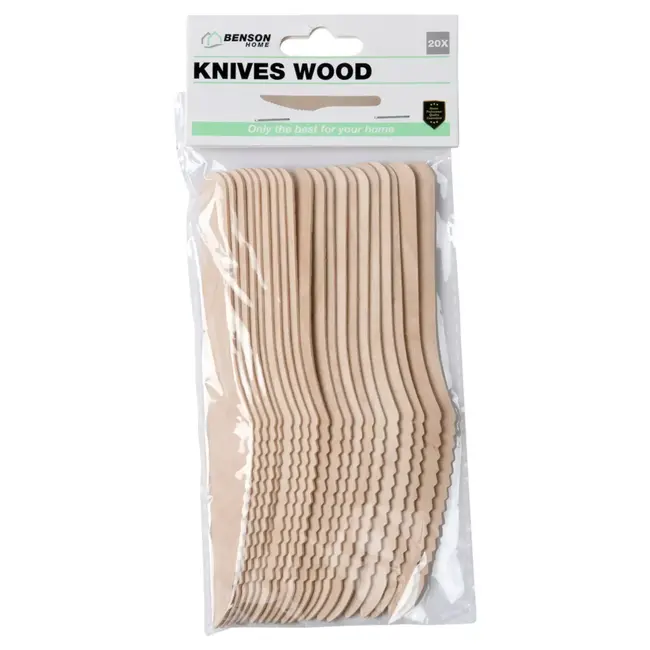 Benson Houten wegwerpmessen 16 cm - 20 stuks voor feestjes en BBQ