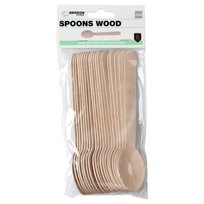 Benson Houten wegwerplepels 16 cm - 20 stuks voor feestjes en BBQ