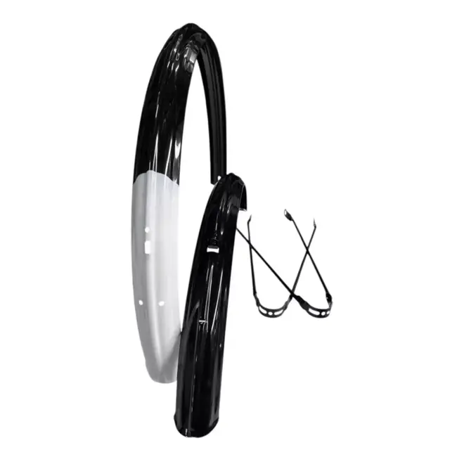 Falkx Spatbordenset 28 x 1 ½ - Mat zwart - Inclusief stangen - Voor en achter - Duurzaam staal