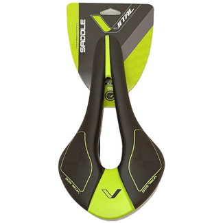 Falkx Fietszadel race/MTB zwart-groen met Cr-Mo brug voor racefiets en mountainbike gebruik