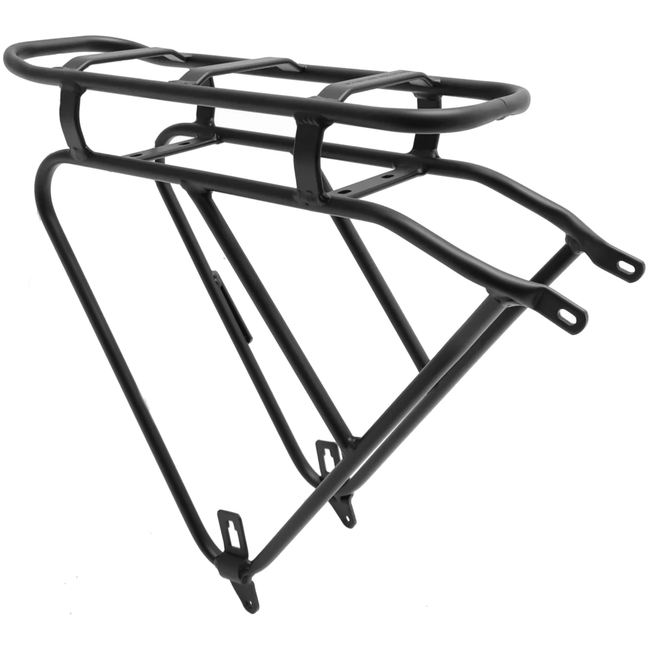 Falkx Stevige zwarte aluminium achterdrager voor 28 inch e-cargo of e-city fiets voor extra bagageruimte achterop