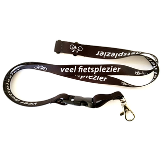 Cts promo Key koord zwart met veel fietsplezier en metalen haak