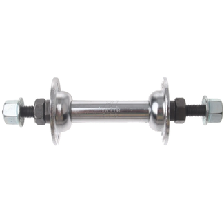 Falkx Stalen voornaaf 36 gaats 143 mm met as, moeren en flenzen voor montage in een fietsvoorwiel