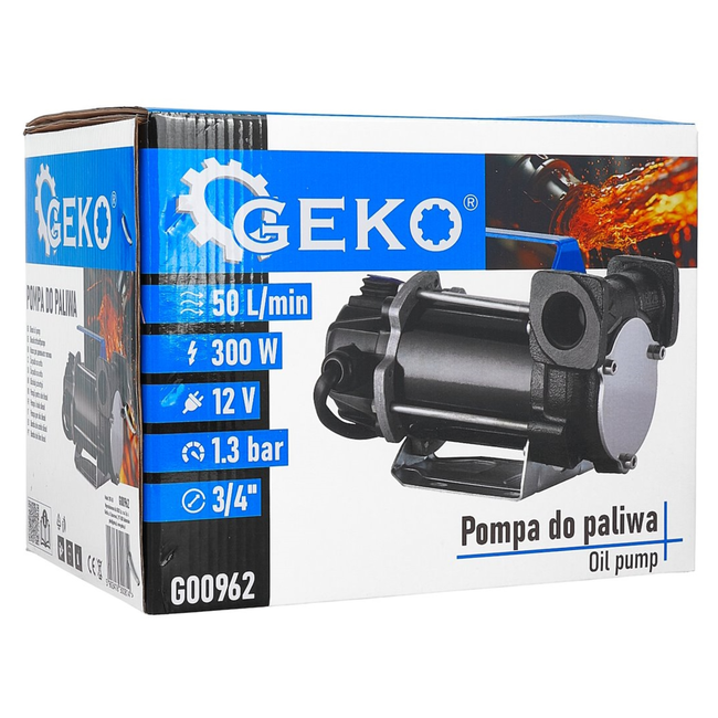 GEKO Mobiele dieselpomp 12 V 300 W met filter en terugslagklep, aanzuighoogte tot 3 m
