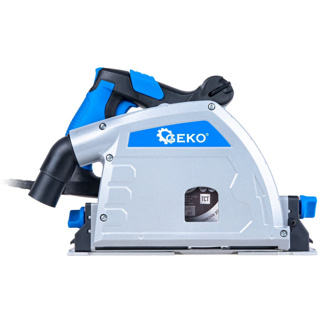 GEKO Invalcirkelzaag met geleiderail 1200 W, 165 mm, zaagdiepte 56 mm, 3 zaagbladen, tot 12 mm langs de wand, 2 m kabel