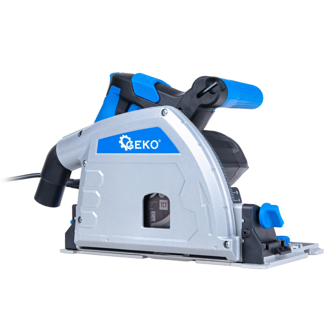 GEKO Invalcirkelzaag met geleiderail 1200 W, 165 mm, zaagdiepte 56 mm, 3 zaagbladen, tot 12 mm langs de wand, 2 m kabel