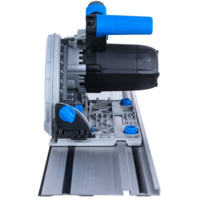 GEKO Invalcirkelzaag met geleiderail 1200 W, 165 mm, zaagdiepte 56 mm, 3 zaagbladen, tot 12 mm langs de wand, 2 m kabel