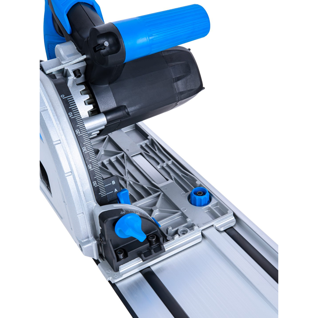 GEKO Invalcirkelzaag met geleiderail 1200 W, 165 mm, zaagdiepte 56 mm, 3 zaagbladen, tot 12 mm langs de wand, 2 m kabel