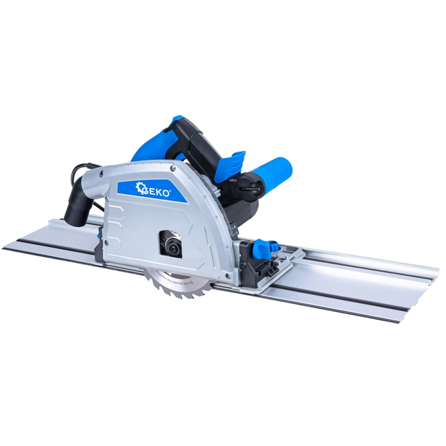 GEKO Invalcirkelzaag met geleiderail 1200 W, 165 mm, zaagdiepte 56 mm, 3 zaagbladen, tot 12 mm langs de wand, 2 m kabel