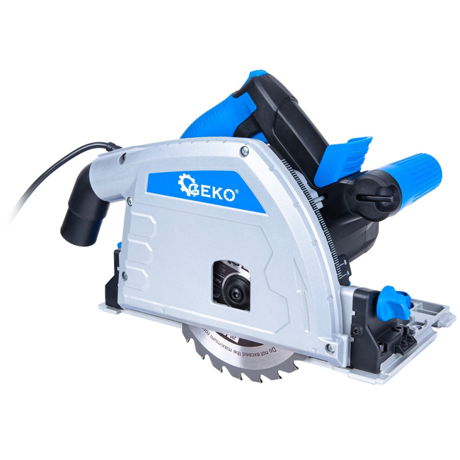 GEKO Invalcirkelzaag met geleiderail 1200 W, 165 mm, zaagdiepte 56 mm, 3 zaagbladen, tot 12 mm langs de wand, 2 m kabel