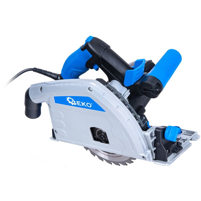 GEKO Invalcirkelzaag met geleiderail 1200 W, 165 mm, zaagdiepte 56 mm, 3 zaagbladen, tot 12 mm langs de wand, 2 m kabel