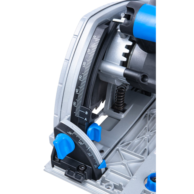 GEKO Invalcirkelzaag met geleiderail 1200 W, 165 mm, zaagdiepte 56 mm, 3 zaagbladen, tot 12 mm langs de wand, 2 m kabel