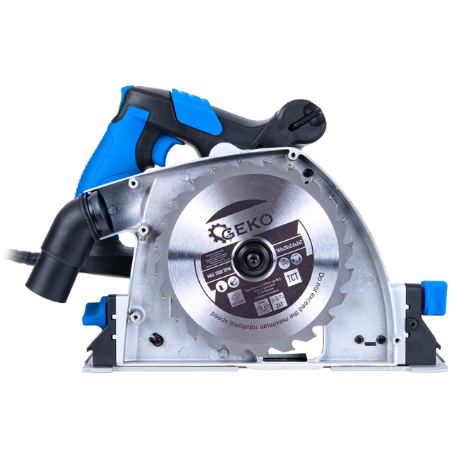 GEKO Invalcirkelzaag met geleiderail 1200 W, 165 mm, zaagdiepte 56 mm, 3 zaagbladen, tot 12 mm langs de wand, 2 m kabel