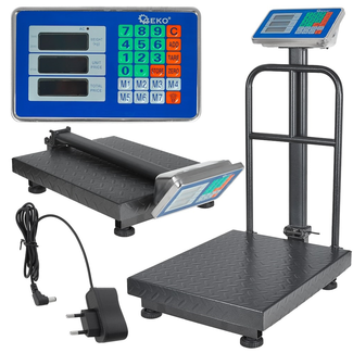 GEKO Platformweegschaal 300 kg met prijsberekening, 7 prijsgeheugens en accu tot ca. 60 uur