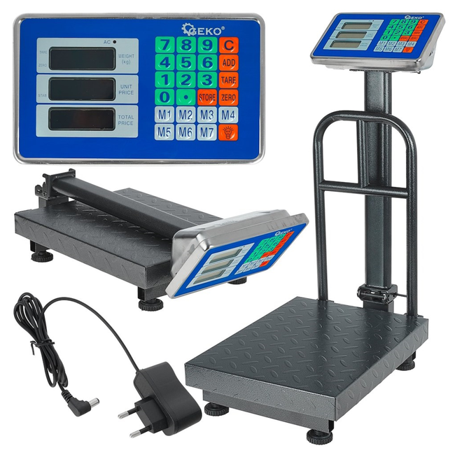 GEKO GEKO platformweegschaal 150 kg met tarra, optelfunctie 0 tot 99 en 7 prijsgeheugens