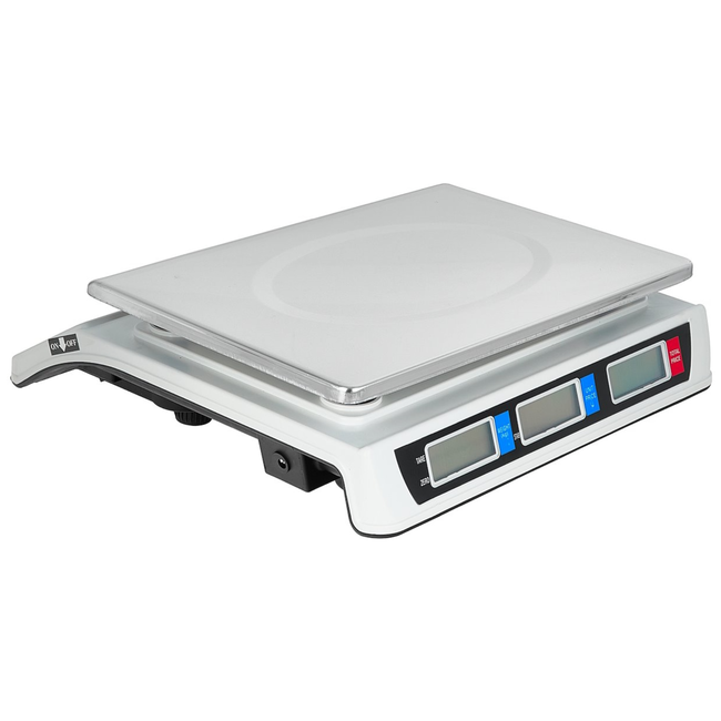 GEKO Weegschaal 40 kg met LED-display voor en achter, 33 x 24 cm platform en 8 prijsgeheugens