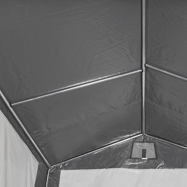 Campout Stella Nova schuurtent van PVC met nokventilatie en 25/22 mm stalen frame voor camping en seizoenplek