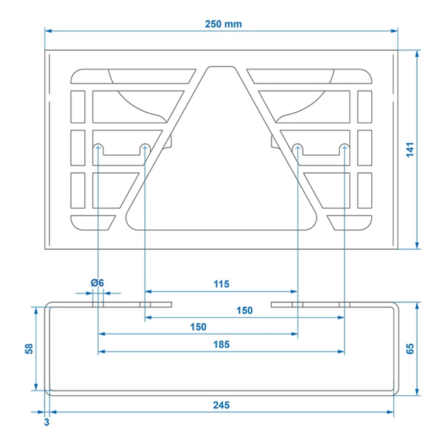 Proplus Achterlichtbeschermer van 3 mm gewalste plaat, 250 x 141 x 65 mm, blauw-wit verzinkt