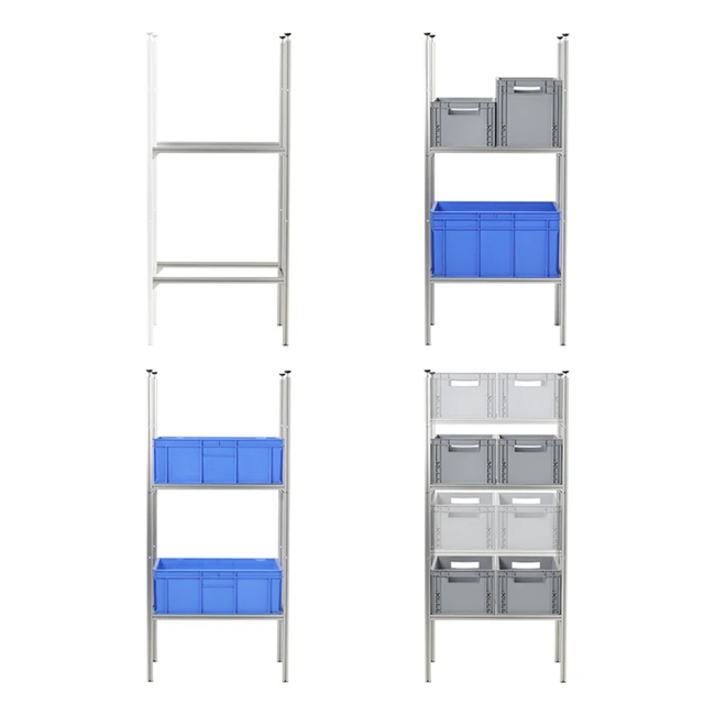 Proplus Uitbreidingsset aluminium opbergsysteem voor campergarage, 3 extra vakken en verstelbaar 141 tot 145 cm