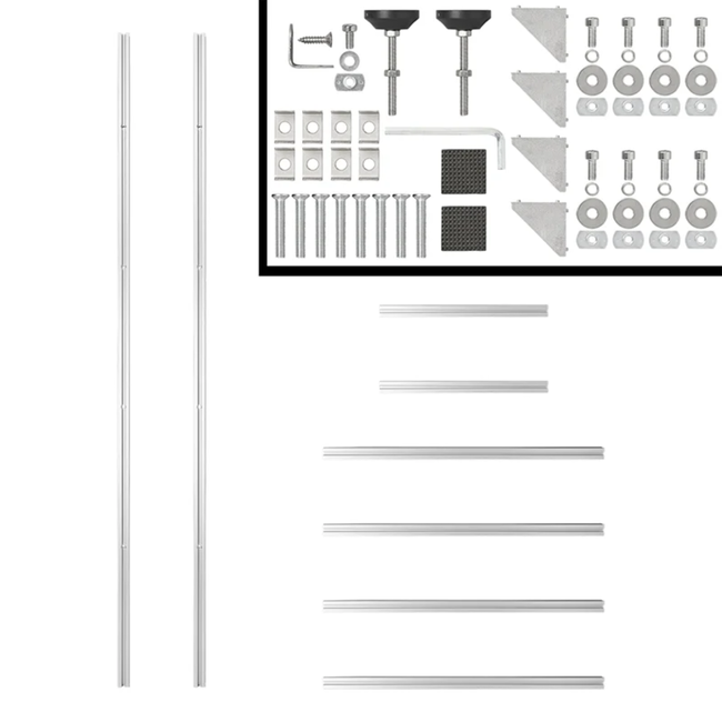 Proplus Uitbreidingsset aluminium opbergsysteem voor campergarage, 3 extra vakken en verstelbaar 141 tot 145 cm