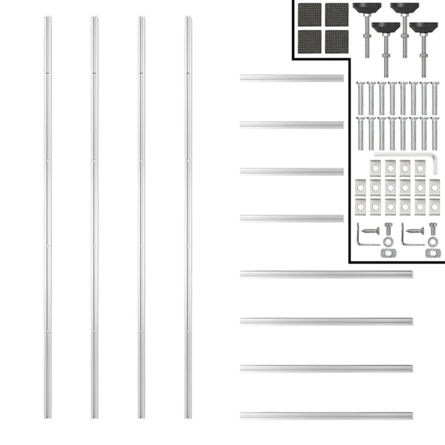 Proplus Opbergsysteem voor campergarage van geanodiseerd aluminium, verstelbaar 141 tot 145 cm, uitbreidbaar