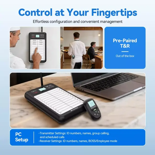 Retekess TD037 Restaurant pager systeem voor keuken en personeel tot 99 ontvangers