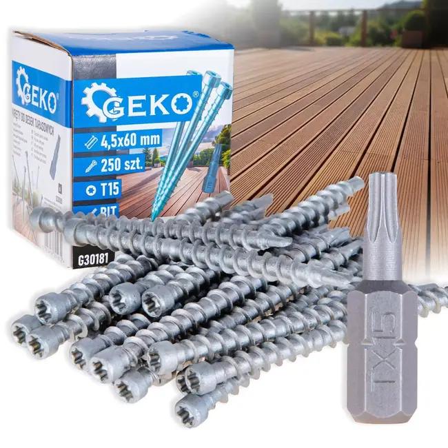GEKO Terrasschroeven 4,5 x 60 mm Torx T15 met bit 250 stuks