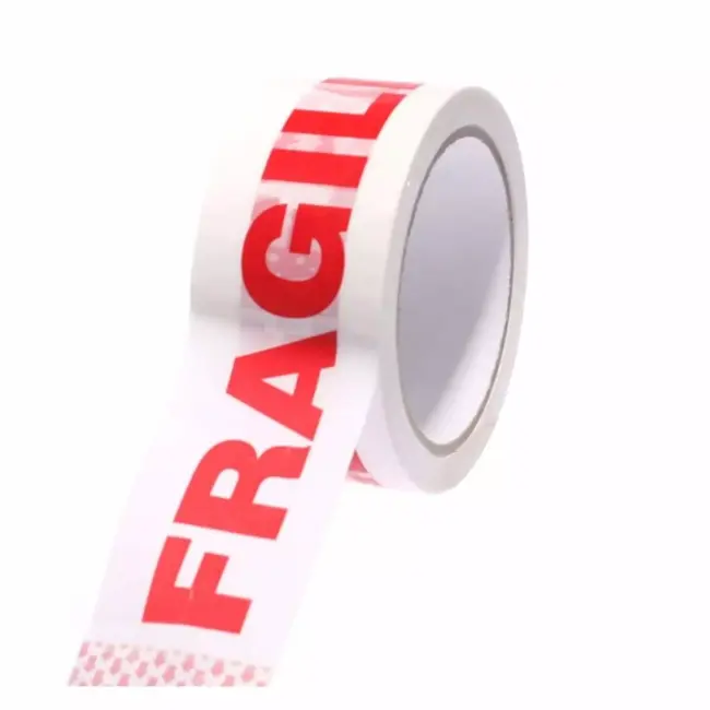 Fixman Inpaktape - Fragile - 48 mm x 66 meter - Witte achtergrond met rode tekst