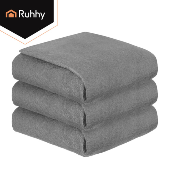 Ruhhy Raamdoeken microvezel 30 x 40 cm set 3 stuks grijs, nat en droog te gebruiken voor ramen, spiegels en autoruiten