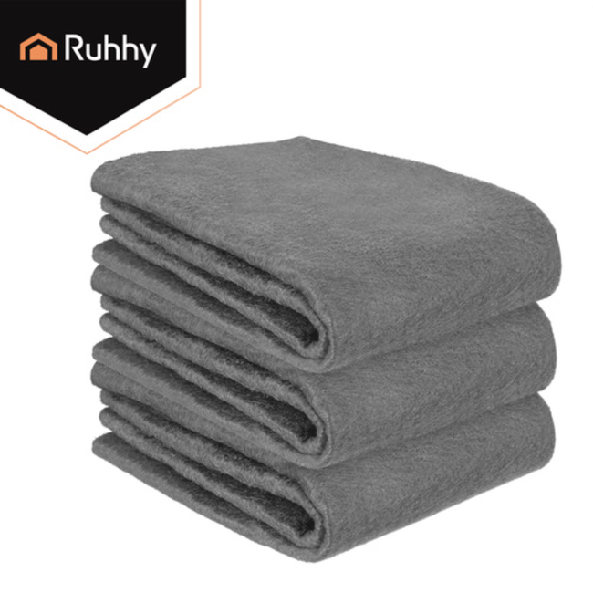 Ruhhy Raamdoeken microvezel 30 x 40 cm set 3 stuks grijs, nat en droog te gebruiken voor ramen, spiegels en autoruiten