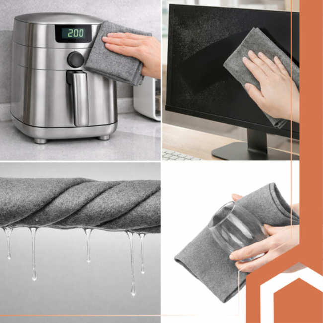 Ruhhy Raamdoeken microvezel 30 x 40 cm set 3 stuks grijs, nat en droog te gebruiken voor ramen, spiegels en autoruiten