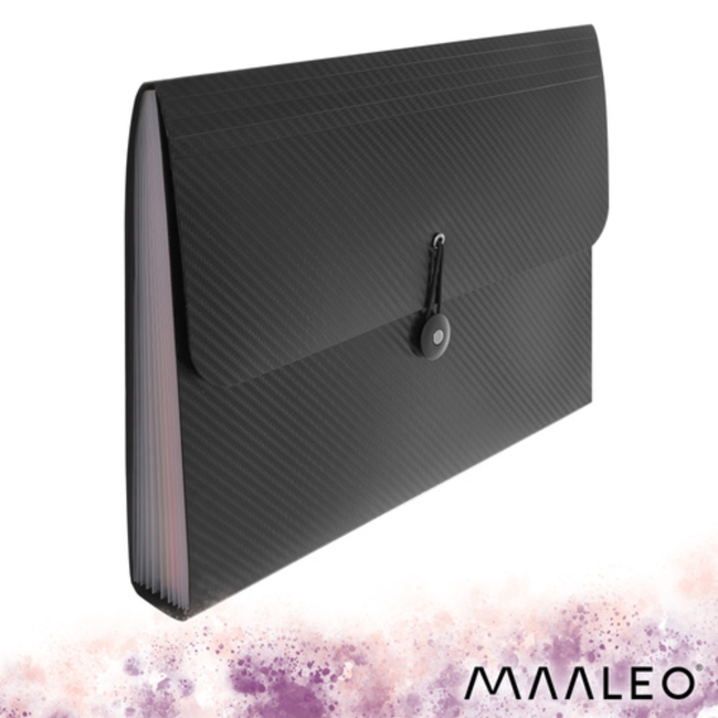 Maaleo Waterdichte A4 documentenmap 13 vakken met index tabs en elastiek, organizer voor school, kantoor en thuis