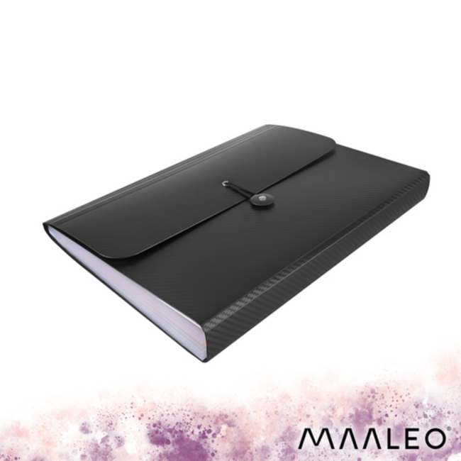 Maaleo Waterdichte A4 documentenmap 13 vakken met index tabs en elastiek, organizer voor school, kantoor en thuis