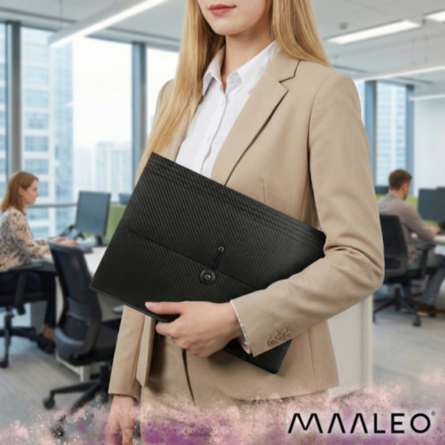 Maaleo Waterdichte A4 documentenmap 13 vakken met index tabs en elastiek, organizer voor school, kantoor en thuis